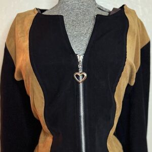 VINTAGE AnnA Black & Tan Zip Front Shacket
